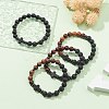 Natural & Synthetic Mixed Gemstone & Wood Cross Beaded Stretch Bracelet BJEW-JB09623-2