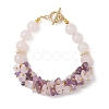 Natural Amethyst & Natural Rose Quartz  Beaded Bracelets for Women BJEW-JB13150-01-2