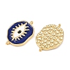 Brass Enamel Blue Evil Eye Links Connector Charms KK-Z146-12G-2