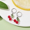 Cherry Glass with Acrylic Dangle Leverback Earrings EJEW-JE05612-2
