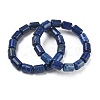 Column Dyed Natural Lapis Lazuli Beads Stretch Bracelets for Women Men BJEW-A148-01A-15-4