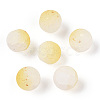 Frosted Baking Paint Crackle Glass Beads with Glitter Powder X1-DGLA-T004-6mm-01I-1