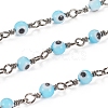 3.28 Feet Handmade Evil Eye Lampwork Round Beaded Chains X-CHC-G009-A-B01-2