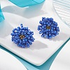 Glass Seed Braided Beaded Flower Stud Earrings EJEW-MZ00072-02-2