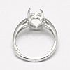 Anti-Tarnish Adjustable Rhodium Plated 925 Sterling Silver Finger Ring Components STER-P033-17P-2