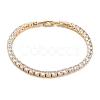 Brass Pave Clear Cubic Zirconia Flat Round Link Bracelets BJEW-YWC0002-04G-1