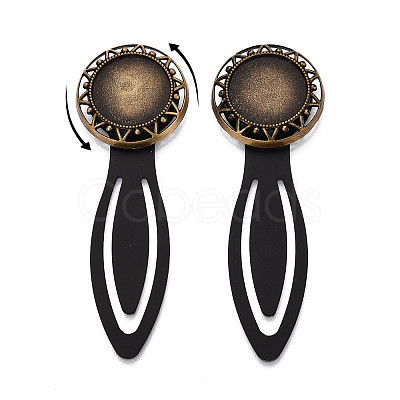 Alloy & Iron Bookmark Cabochon Settings PALLOY-N184-05AB-1