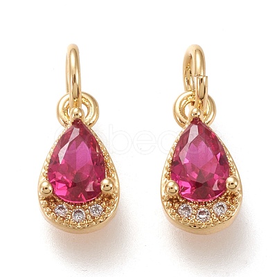 Brass Micro Pave Clear Cubic Zirconia Charms KK-F820-15-G-1