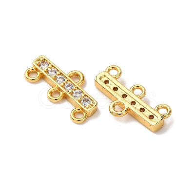 Rack Plating Brass Micro Pave Clear Cubic Zirconia Rectangle Chandelier Component Links X-KKB-L215-037G-1