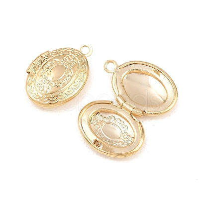 Oval Brass Locket Pendants KK-K414-12F-G-1