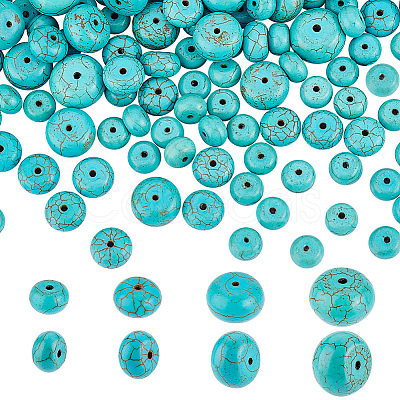 PandaHall Elite 200Pcs 5 Styles Synthetic Turquoise Beads TURQ-PH0001-07-1