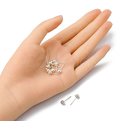 Brass Ball Post Ear Studs KK-YW0001-11S-1