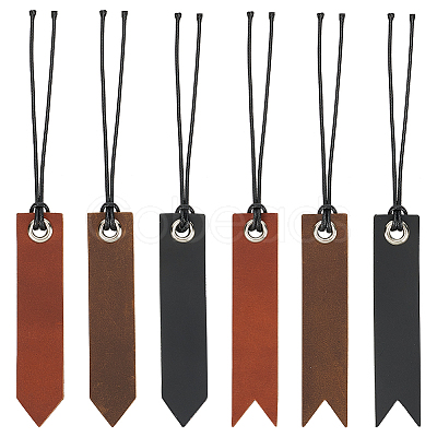 6Pcs 6 Styles Leather Bookmarks AJEW-FG0003-78-1