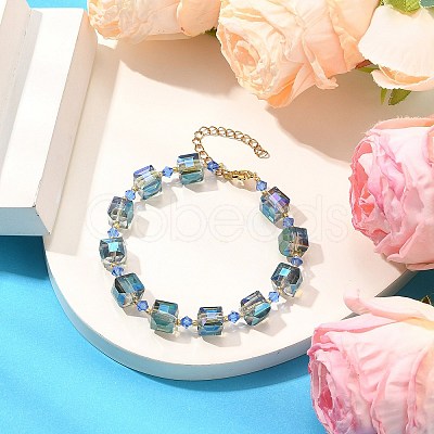 Electroplate Glass Beaded Stretch Bracelets for Women BJEW-JB11213-02-1