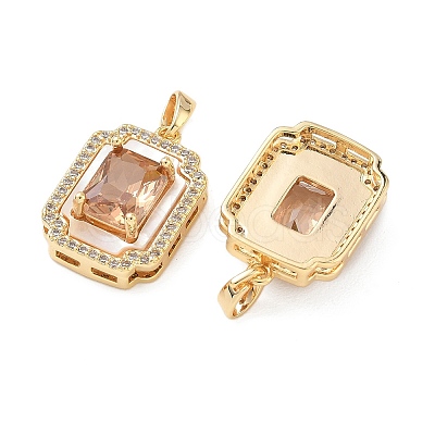 Brass Micro Pave Cubic Zirconia Pendants KK-C172-21G-1