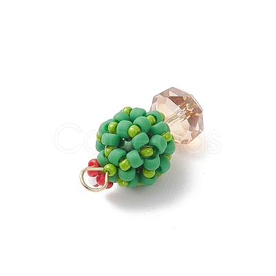 3Pcs 3 Colors Glass Seed Beaded Cactus Pendants PALLOY-MZ00860-1