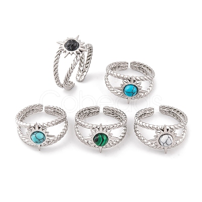 Sun 304 Stainless Steel Open Cuff Rings RJEW-G314-04P-1