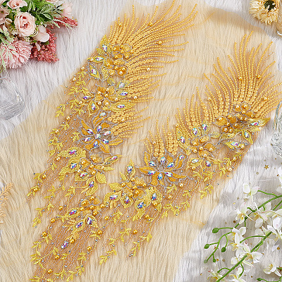Polyester Embroidered Floral Lace Rhinestone Collar DIY-WH0304-901A-1
