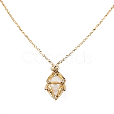 Ion Plating(IP) 304 Stainless Steel Macrame Pouch Empty Stone Holder for Pendant Necklaces Making NJEW-JN04441-01-1