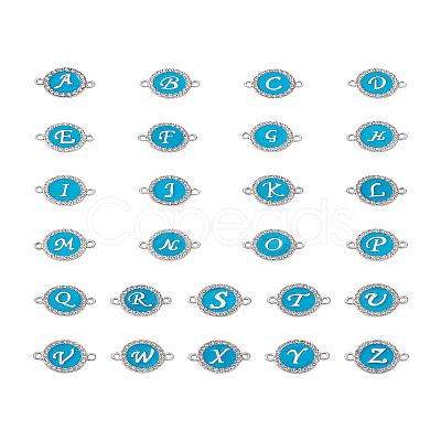 26 Letters Alloy Enamel Links Connectors ENAM-TA0002-19B-1