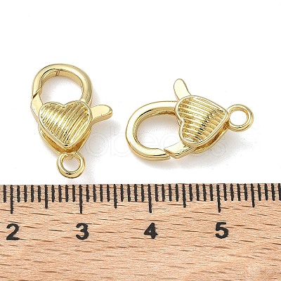Heart Brass Lobster Claw Clasps KK-H256-03G-03-1