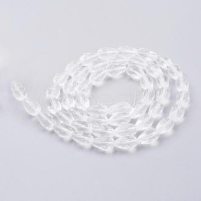Clear Faceted Glass Teardrop Beads Strands X-GLAA-R024-15x10mm-12-1