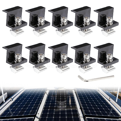 10Pcs Aluminum Alloy Solar Panel End Clamps Brackets for RV Rooftop Caravans AJEW-WH0481-838-1