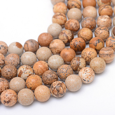 Round Natural Picture Jasper Bead Strands X-G-R345-4mm-19-1