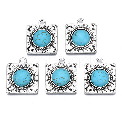 Synthetic Turquoise Pendants PALLOY-N157-027-1