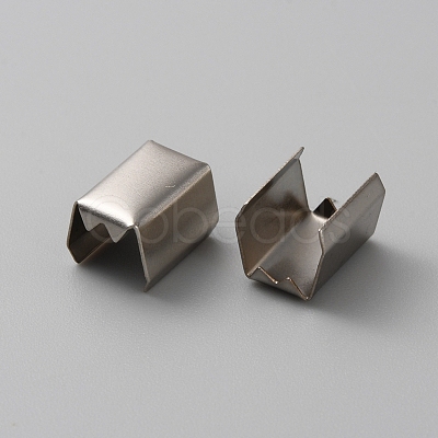 100Pcs Iron Folding Crimp Ends IFIN-WH0086-03C-P-1