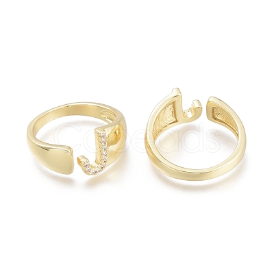 Brass Micro Pave Clear Cubic Zirconia Cuff Rings X-RJEW-F103-13J-G-1