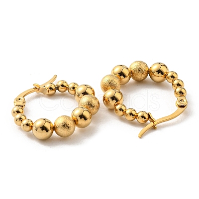 Iron Plating(IP) 304 Stainless Steel Beaded Hoop Earrings for Women EJEW-F319-03G-1