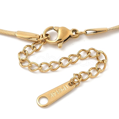 Ion Plating(IP) 304 Stainless Steel & Shell Heart Pendant Flat Snake Chain Necklaces for Women NJEW-F328-07G-1
