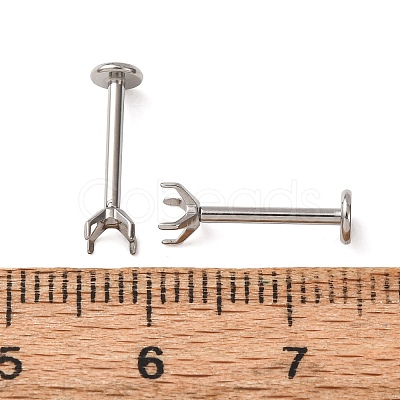 304 Stainless Steel Prong Earring Settings SA-CBA8B85-11B-03-1