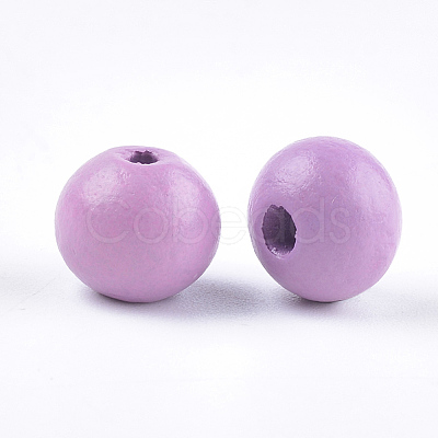 Dyed Natural Beech Wood Beads WOOD-T015-42-1