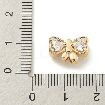 Rack Plating Brass Micro Pave Cubic Zirconia Bead KK-K386-19G-1