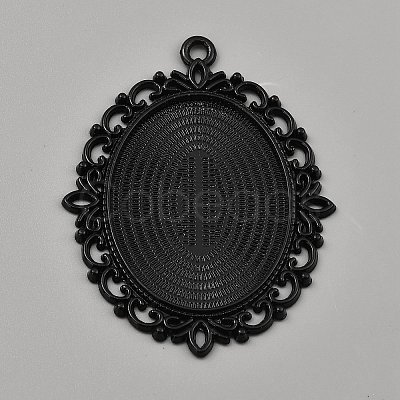 Oval Alloy Cabochon Pendants Settings Making DIY-WH20002-21B-1