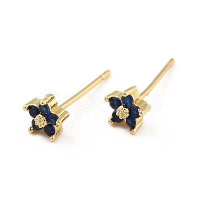 Cubic Zirconia Flower Stud Earrings EJEW-C035-15G-02-1