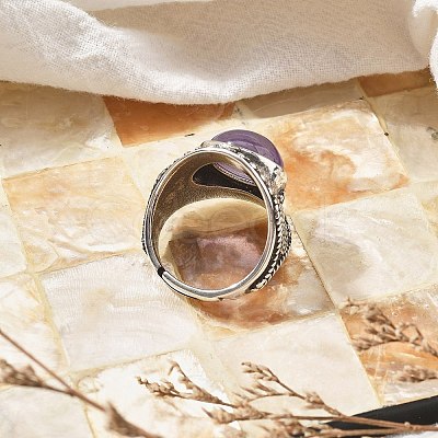 Natural Amethyst Adjustable Rings RJEW-I108-03AS-09-1
