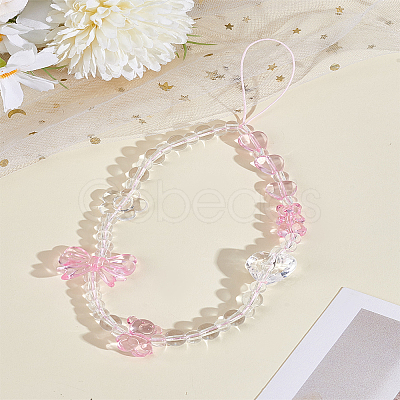 1Pc Heart & Bowknot Acrylic Mobile Straps for Women AJEW-LP0004-56-1