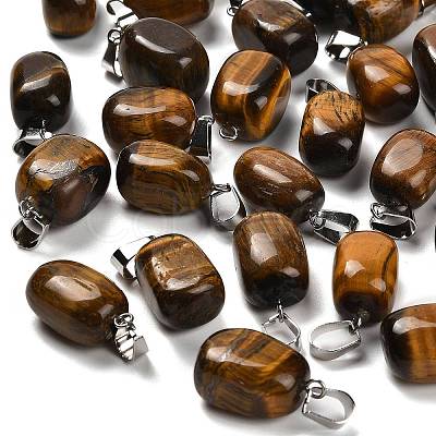 Natural Tiger Eye Pendants G-Z067-03P-09-1