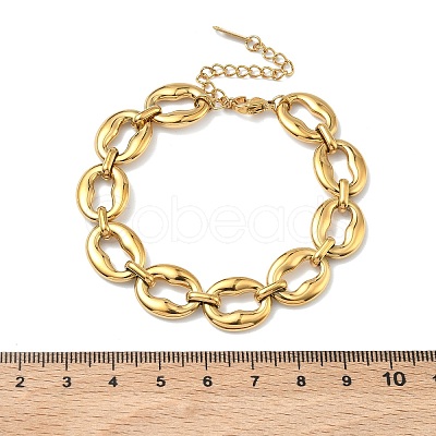 304 Stainless Steel Oval Link Chain Bracelets for Women BJEW-F533-02A-G-1