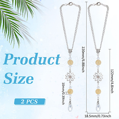 2Pcs Alloy Flower Pendant Decorations HJEW-ME0001-07C-1