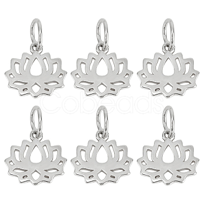 6Pcs Hollow 925 Sterling Silver Lotus Charms STER-DR0001-34-1