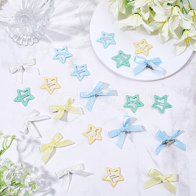 12Pcs Star Iron Snap Hair Clips OHAR-CP0001-24B-1