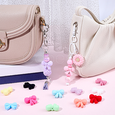 16Pcs 16 Styles Bowknot Silicone Focal Beads SIL-SC0003-18-1