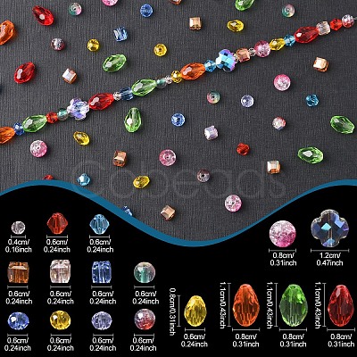 490Pcs Transparent Glass Beads Sets EGLA-YW0005-44-1