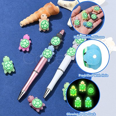 10Pcs 10 Colors Luminous Silicone Beads SIL-CJ0003-08-1