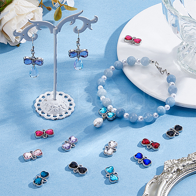 72Pcs 9 Colors Zinc Alloy Rhinestone Connector Charms FIND-GA0007-93-1