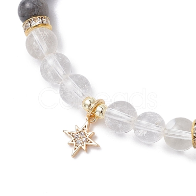 Brass Micro Pave Cubic Zirconia Charm Bracelets BJEW-JB12230-03-1